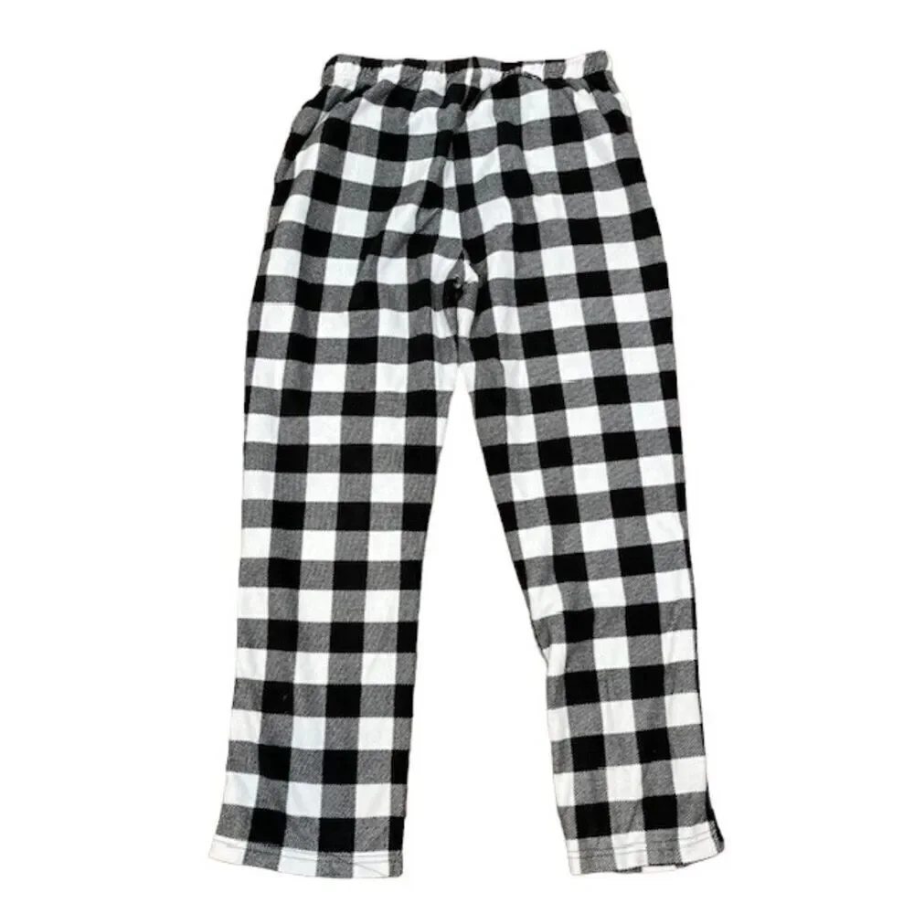 Columbia Men's Buffalo Check Black and White Fleece Pajama Pants‎ Size Medium